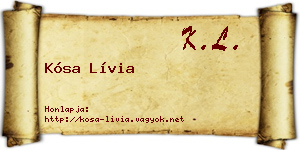 Kósa Lívia névjegykártya